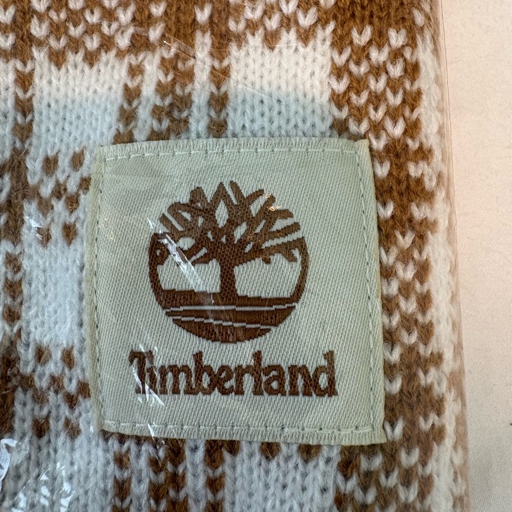 Timberland Brown and White Striped Knit scarf